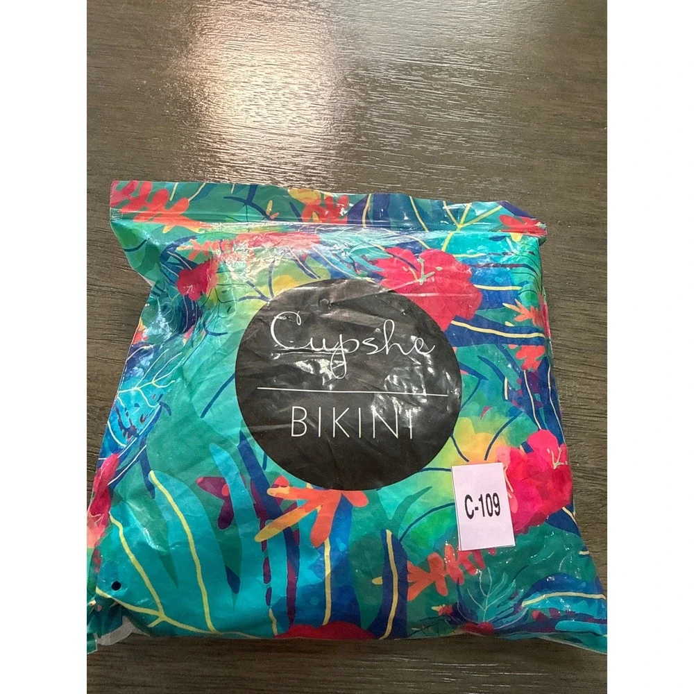 Cupshe Blue Tie-Dye Bikini Set‎ Adjustable Triangle Top & Cheeky Bottom  XL NEW